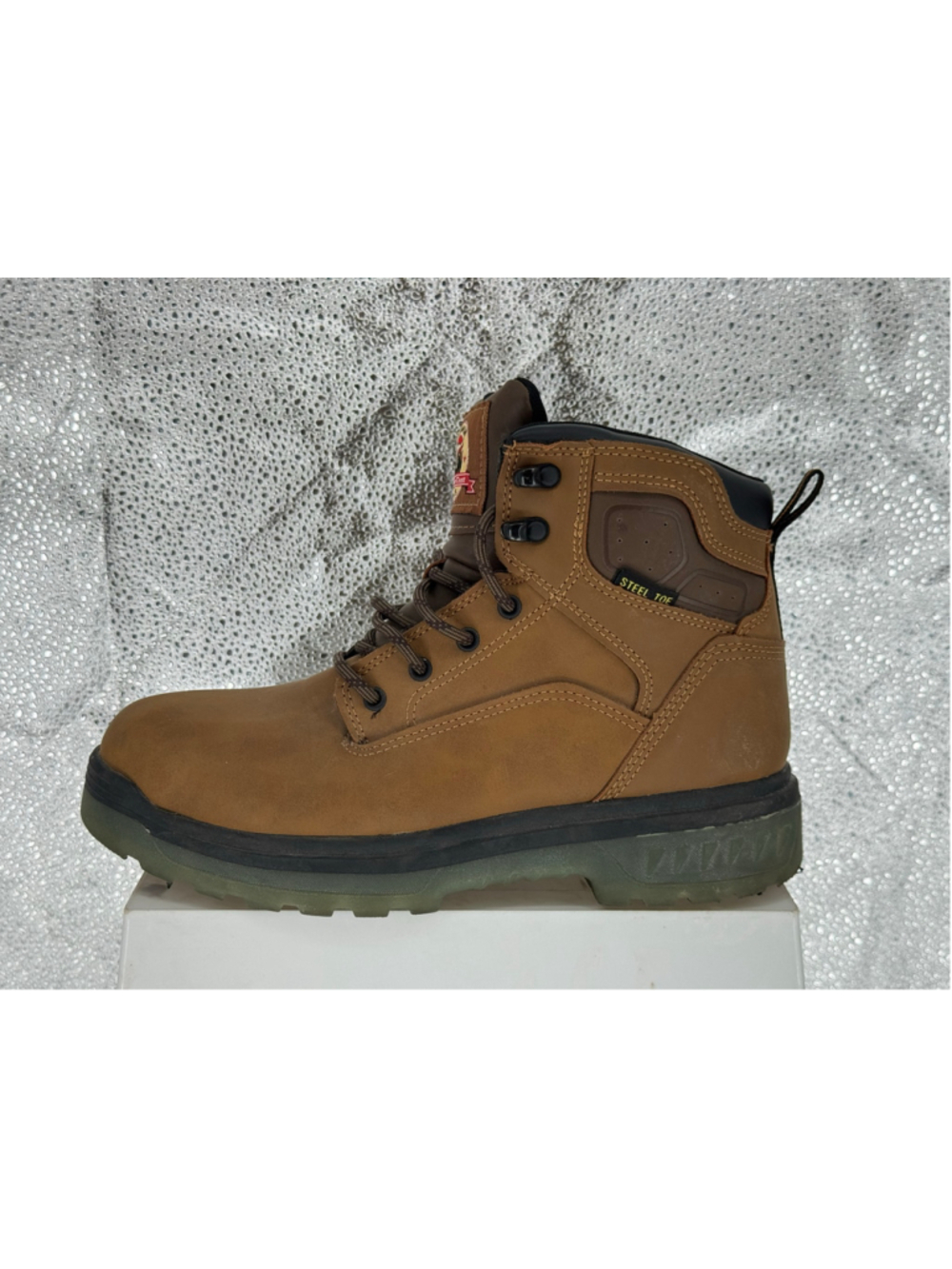 Men's Brahma Steel Toe Work Boots Brown and Black - Picture 2 of 10
